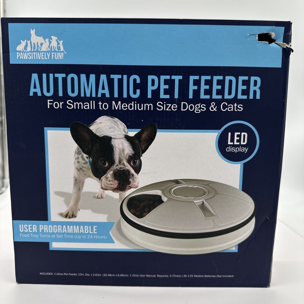 Pawsitively Fun automatic pet feeder for dog cat User Programmable Food Tray NIB